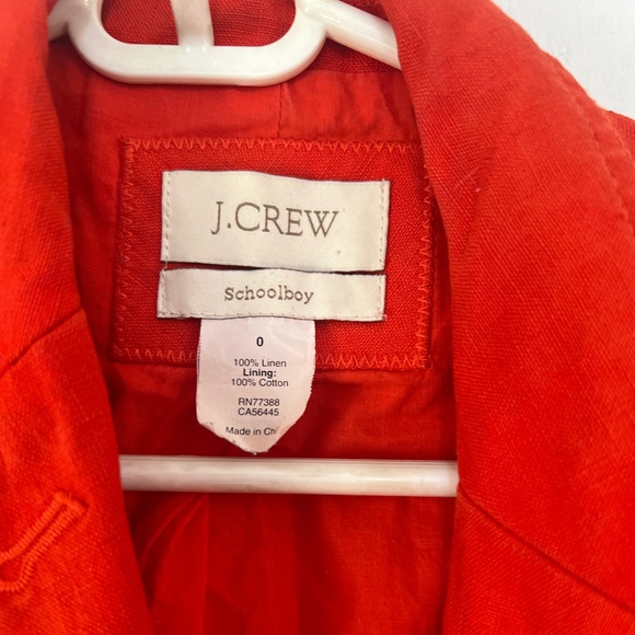 j crew orange schoolboy blazer linen size 0 - Picture 3 of 5